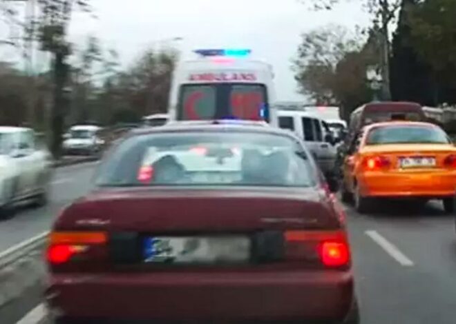 Ambulansın peşine takılarak yol isteyen sürücü yakalandı